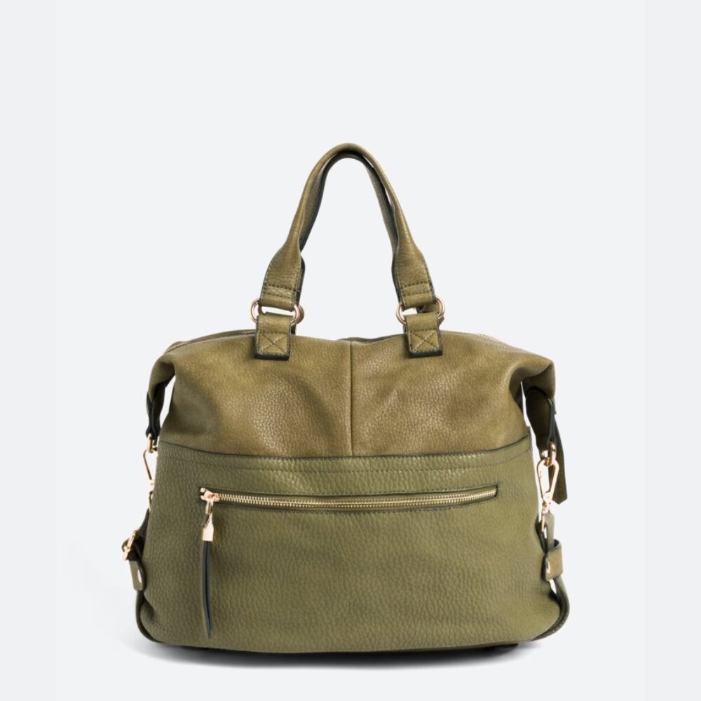 Make me an Offer! Moda Luxe London Mixed Material Satchel Green